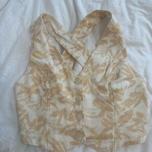Abercrombie & Fitch Cream Sleeveless Bustier Crop Top